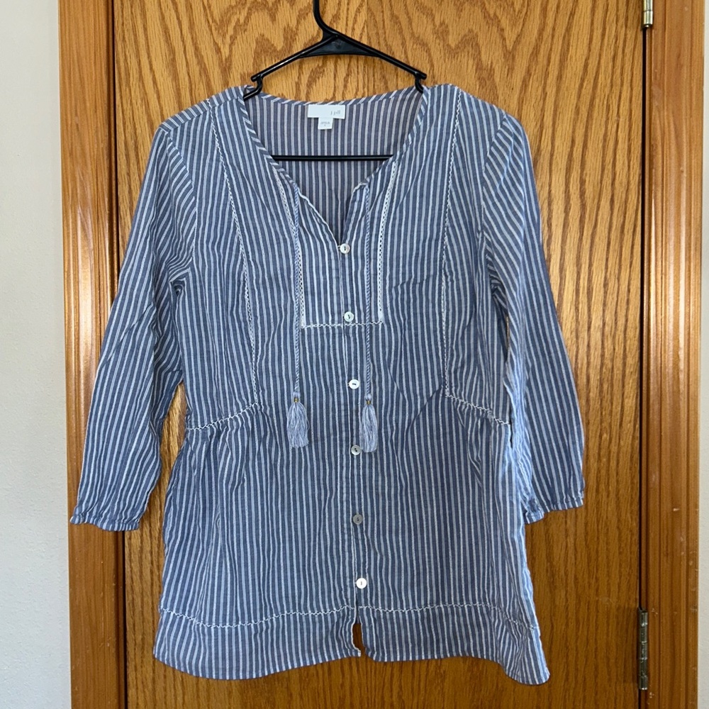 J. Jill Navy and White Striped Top Sz S